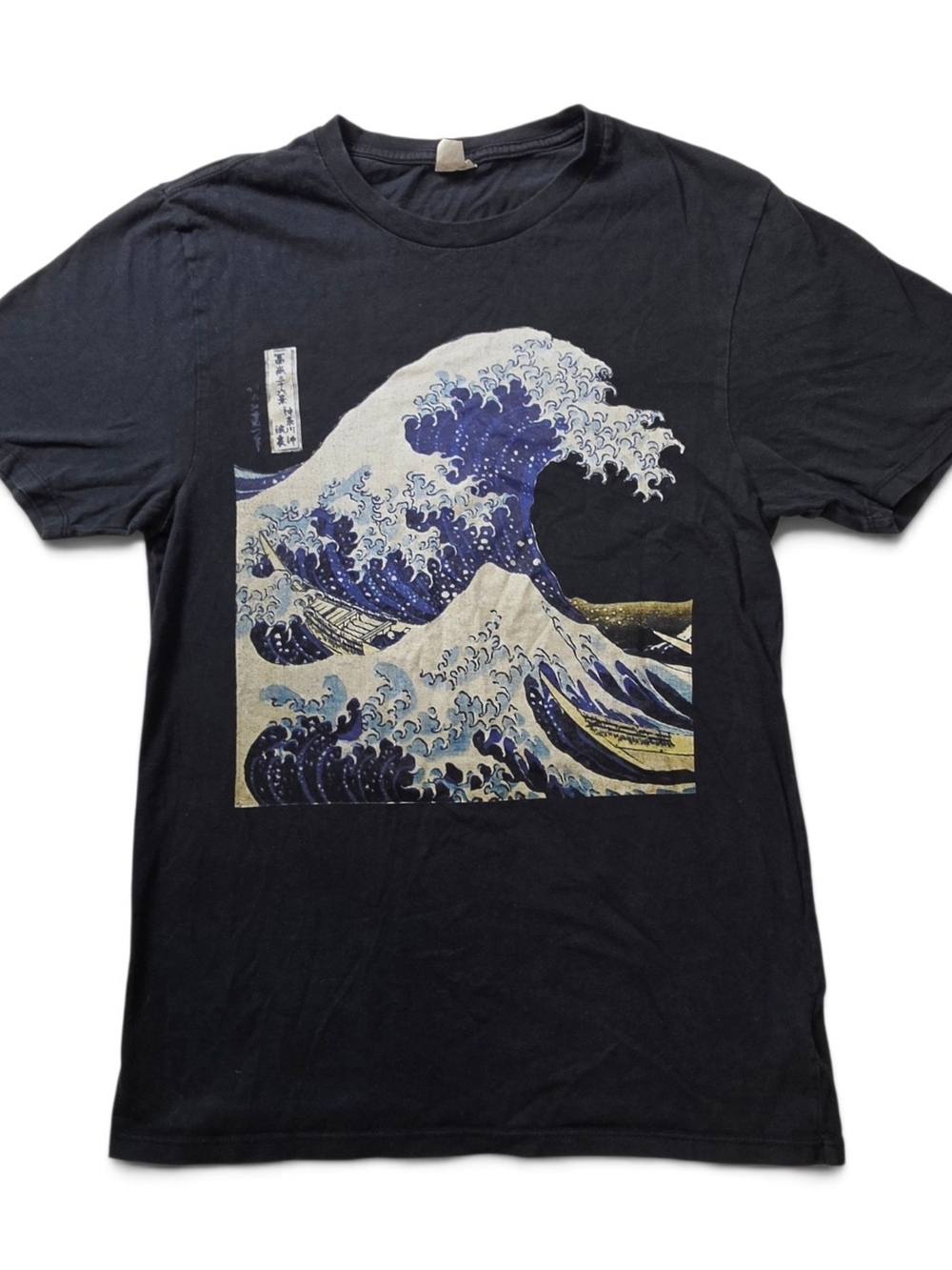 The Great Wave Off Kanagawa Hokusai Graphic T-Shirt Black 100% Ring Spun Cotton